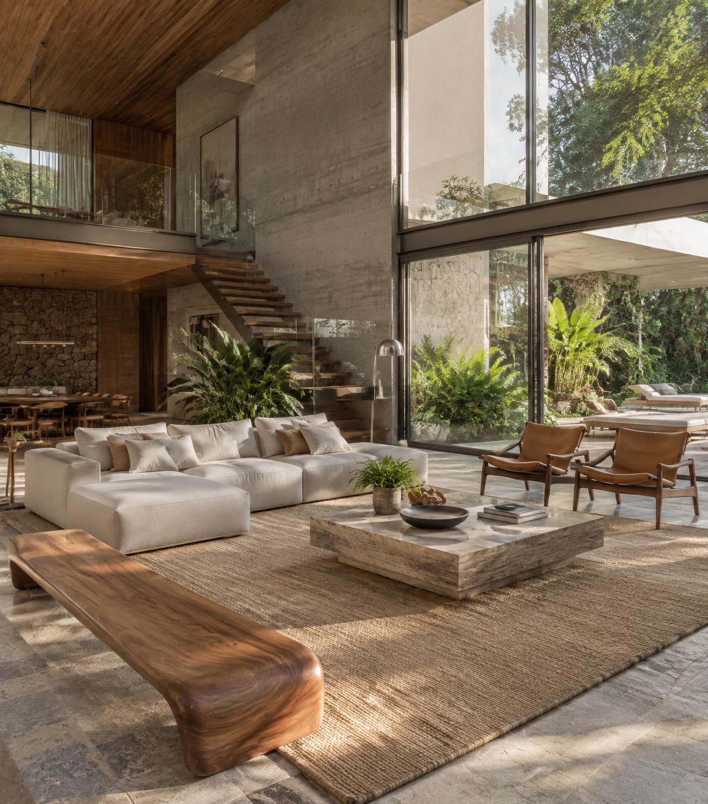 Interior contemporâneo integrado à natureza
